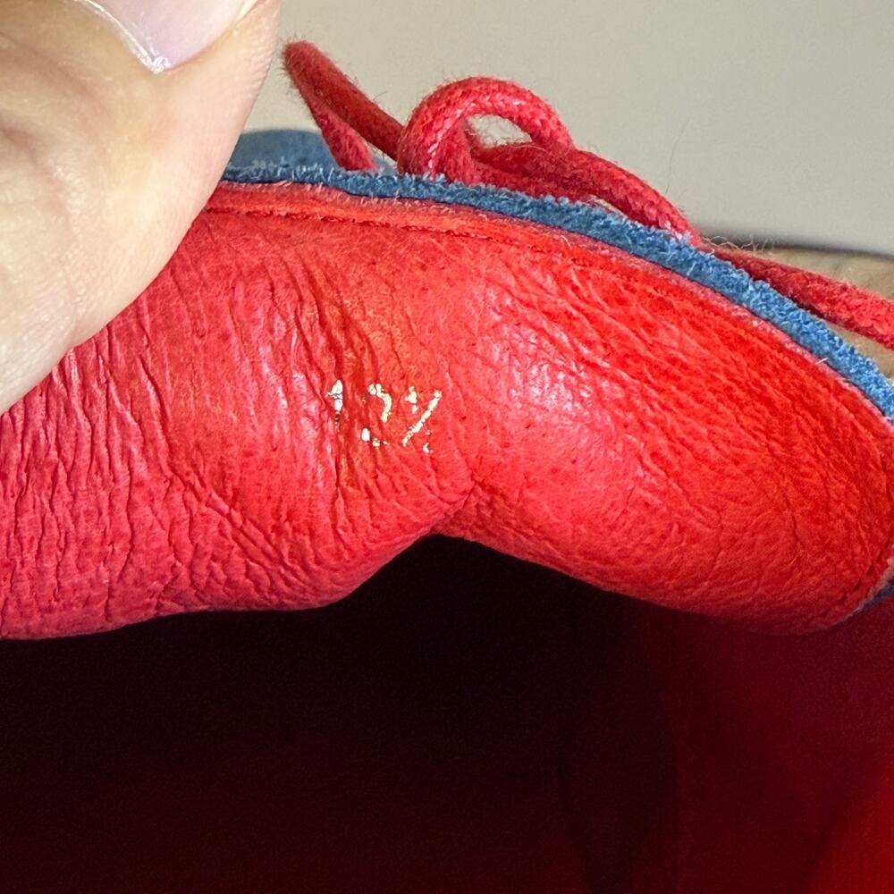 Bugatchi blue suede wing tip dress shoes - loafers - red laces - size 12.5 - Picture 5 of 9